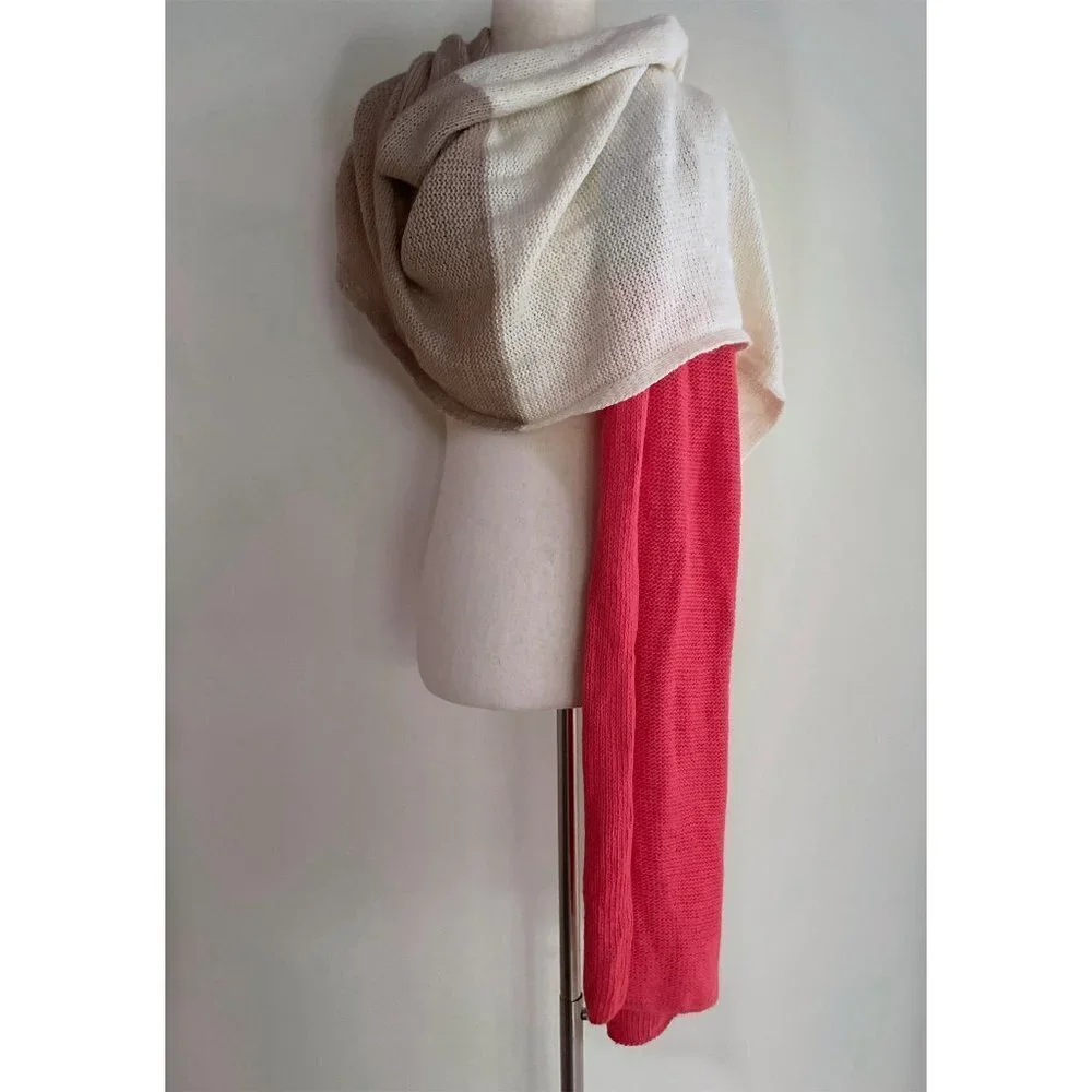 NWT J. Crew Colorblock Oversized Long Wool Rabbit Hair Blend Scarf Wrap OS‌